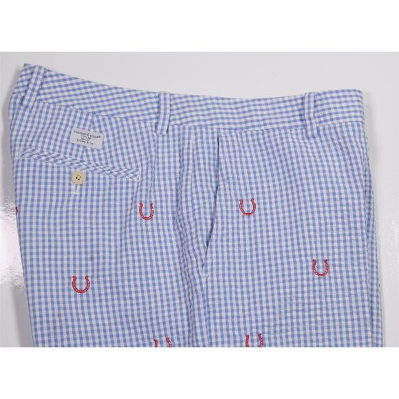 Vineyard Vines Kentucky Derby Blue Seersucker Flat Front Breaker Shorts Men's 34 - Picture 2 of 7